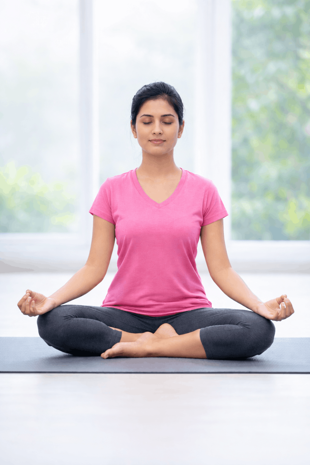 Seated breathing and meditation practice for focus and calm at Brinda Yog Studio, Duluth GA