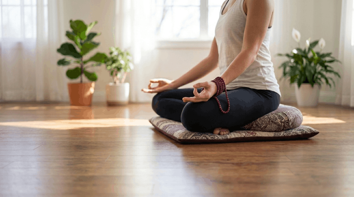 Meditation and yoga practice at Brinda Yog Studio in Duluth, GA