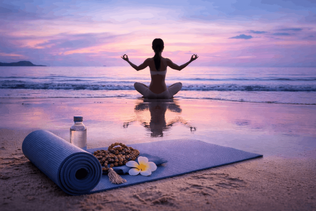Beginner yoga posture practice in Duluth GA